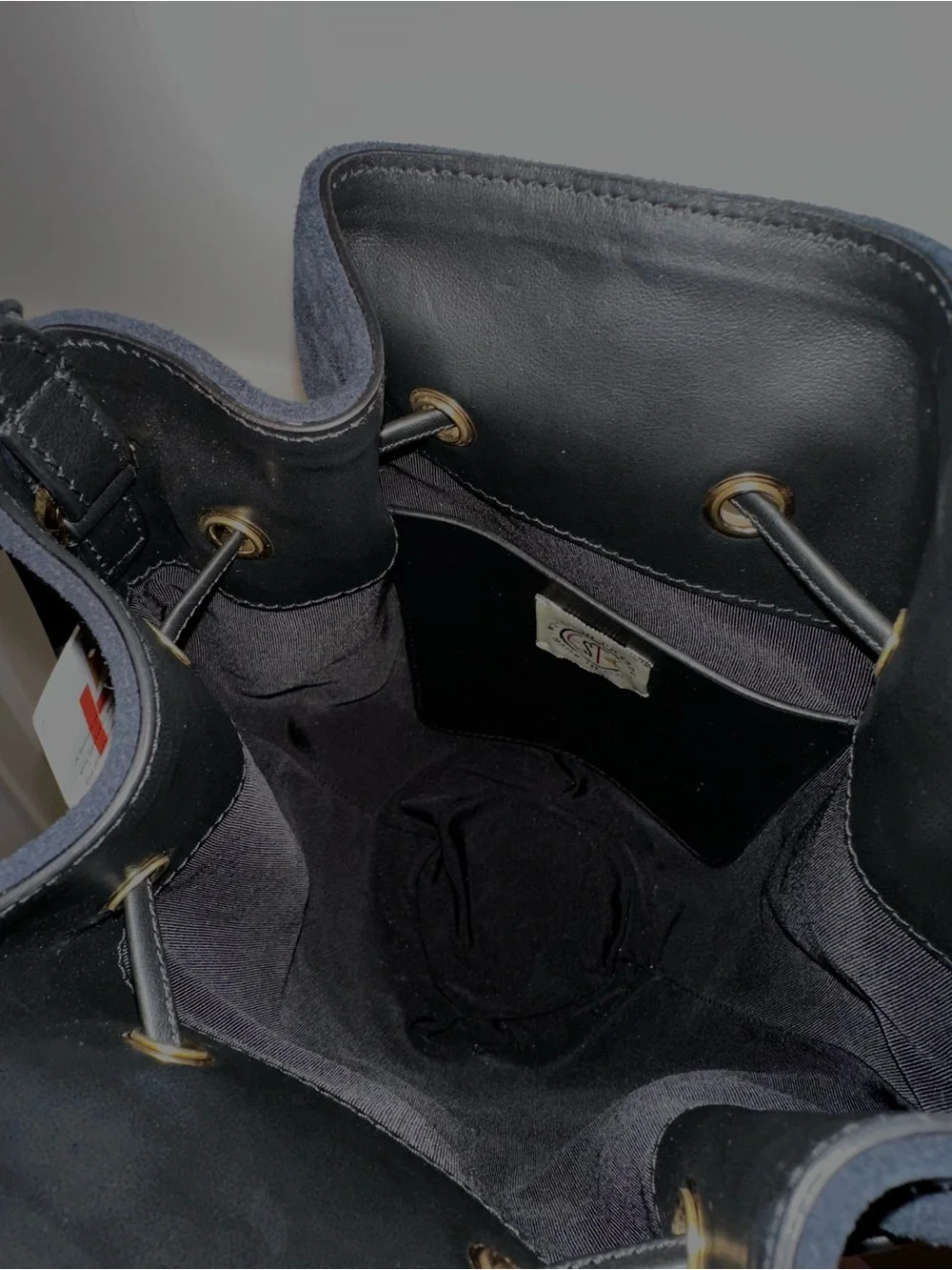 Cesta Collective Navy Suede Drawstring Bucket Hobo